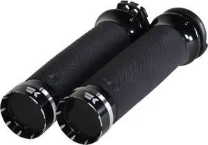 Par de puños Tracer negros para manillar de motocicleta custom