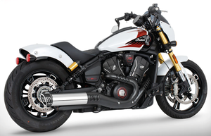 Par de silenciosos slip-on de 4 pulgadas instalados en Indian Scout 2025