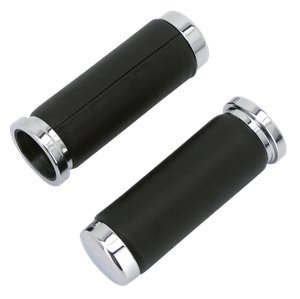 Par de puños de cuero negro acabado Soft Touch para manillar de motocicleta