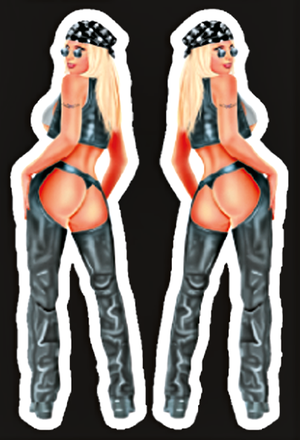 DISEÑOS Y PEGATINAS PARA DEPOSITOS "BIKE TATTOOS" DE LETHAL THREAT - Harley Babe mini 3"x 4.5" — B-stock
