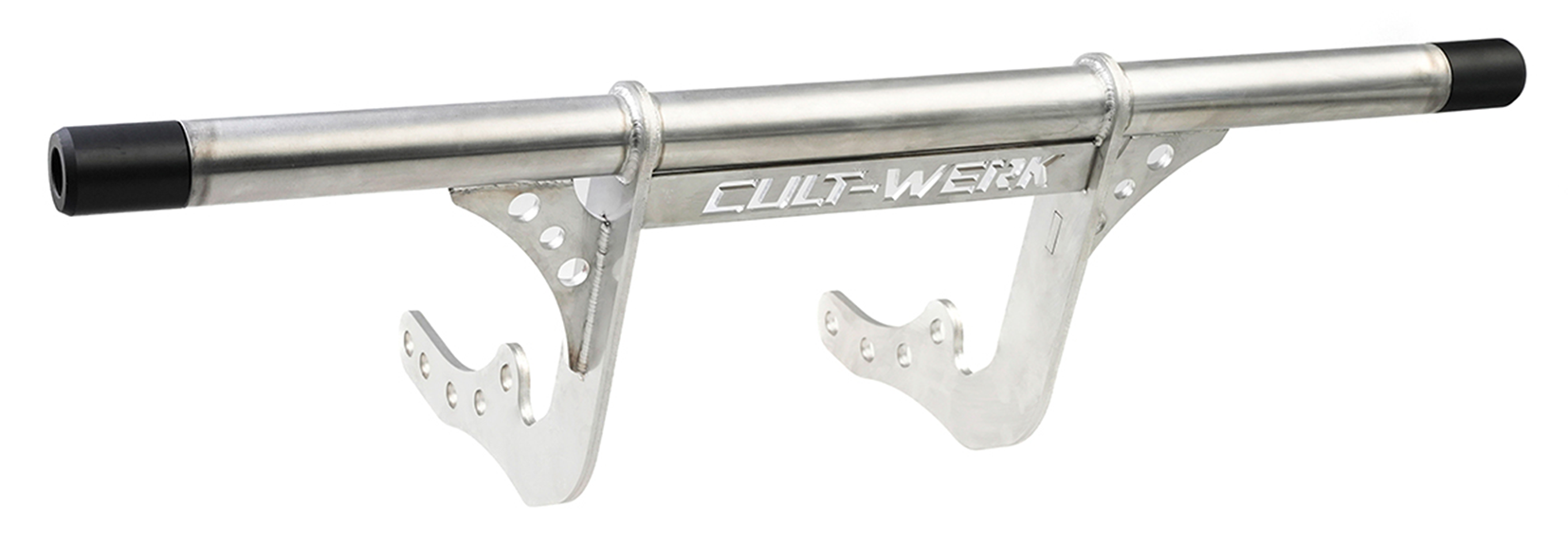 Barras protectoras negras Cult Werk instaladas en chasis Softail Harley-Davidson