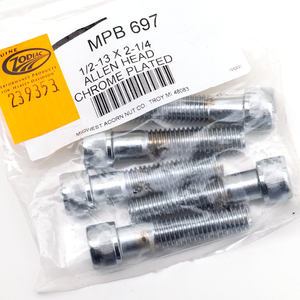 Surtido de tornillos de cabeza Allen con rosca 1/2" UNC y acabado cromado brillante