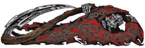 Diseños y pegatinas para depósitos "Bike Tattoos" de Lethal Threat - Red Tribal Reaper izquierdo 3"x10" — B-stock