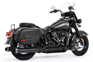 Sistema de escape doble verdadero American Outlaw instalado en motocicleta
