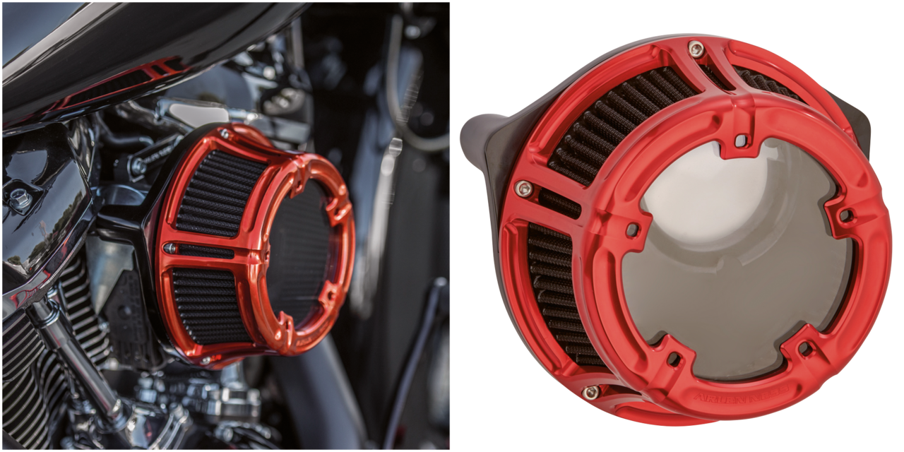 Filtro de aire Method de Arlen Ness instalado en motocicleta Harley-Davidson