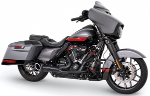 Escape corto tipo Shorty 2-1 instalado en motocicleta Harley-Davidson
