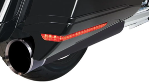 Extensiones de alforjas negras con intermitente LED integrado para motocicleta