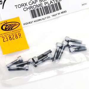 Conjunto de tornillos con cabeza hexagonal interna Torx y superficie cromada brillante
