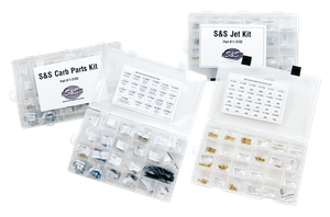 Kit de piezas para concesionarios S&S con componentes organizados