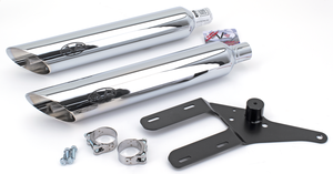 Par de silenciadores V-Performance instalados en motocicleta Softail color negro