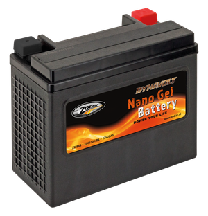 Batería Nano Gel Dynavolt rectangular negra con bornes visibles