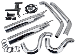 Sistema de escape 2 en 2 ajustable MCJ instalado en motocicleta Harley-Davidson Dyna