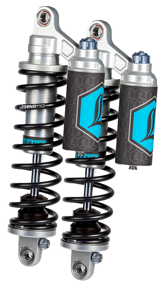 Par de amortiguadores Legend Suspension Revo-Arc piggyback ajustables en acabado negro