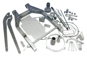 Kit de basculante Wide-Ass instalado en motocicleta Harley-Davidson Dyna