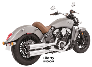 Par de silenciosos slip-on de 4 pulgadas instalados en Indian Scout 2015-2024