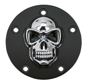 Tapas Point 3-D Skulled con acabado oscuro y diseño calado para moto custom