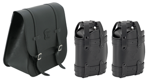 Alforja lateral de cuero negro Texas Leather para motocicleta