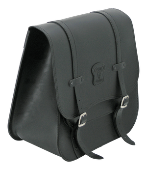 Alforja lateral de cuero negro Texas Leather para motocicleta