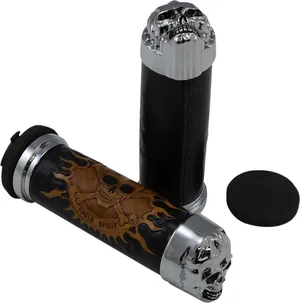 Par de puños negros con calavera para manillar de motocicleta Harley-Davidson