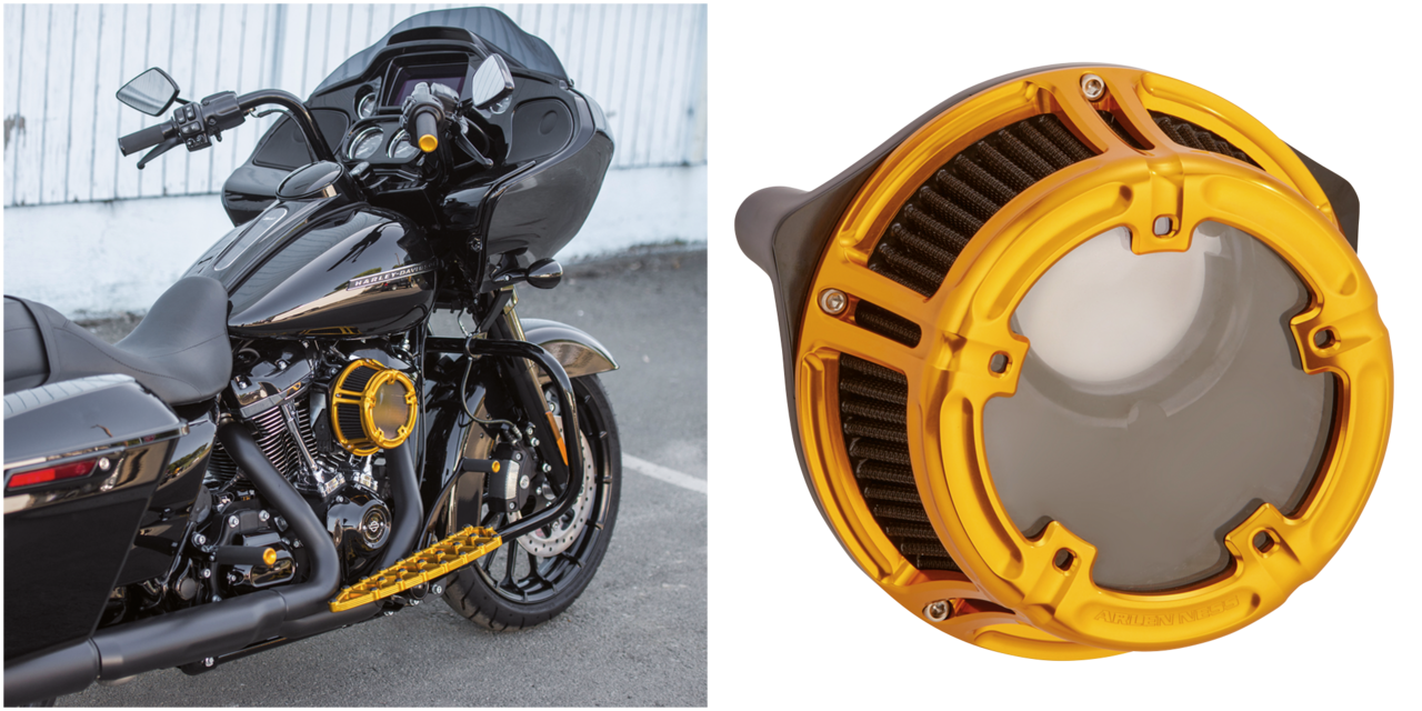 Filtro de aire Method de Arlen Ness instalado en motocicleta