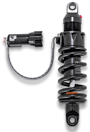 Par de amortiguadores traseros Progressive instalados en una Harley-Davidson Softail