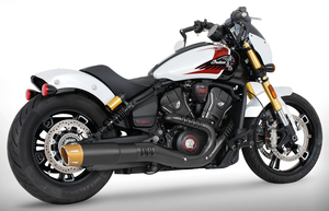 Par de escapes slip-ons de 4 pulgadas instalados en Indian Scout modelo 2025