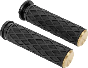 Par de puños Diamond con acabado recubrimiento DLC oscuro para manillar de motocicleta