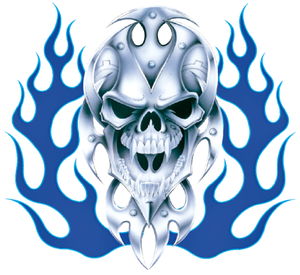 DISEÑOS Y PEGATINAS PARA DEPOSITOS "BIKE TATTOOS" DE LETHAL THREAT - Bio Skull Blue Flame 11.5"x11.5" — B-stock