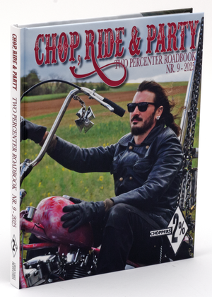 Portada del libro de ruta Chop, Ride & Party 2 Porciento para motos americanas