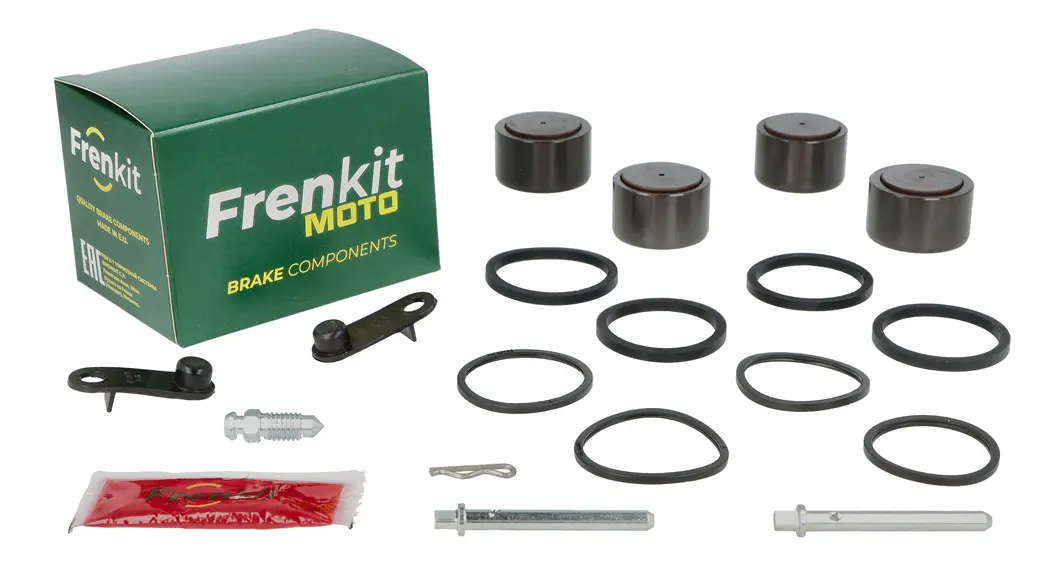 Superkit de reparación de pinza de freno con componentes internos visibles