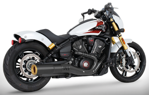 Par de silenciosos slip-on de 4 pulgadas instalados en Indian Scout modelo 2025