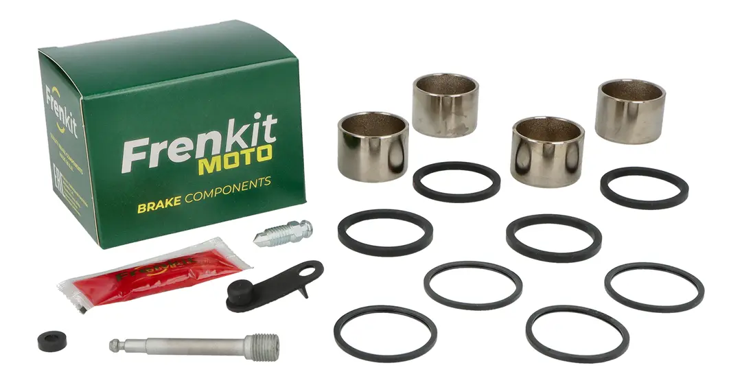 Superkit de reparación de pinza de freno con todos los componentes internos visibles