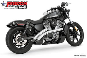 Radio Radical de Freedom Performance instalada en el manillar de una Harley-Davidson Nightster