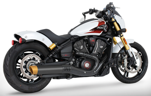 Par de silenciosos slip-on de 4 pulgadas instalados en Indian Scout
