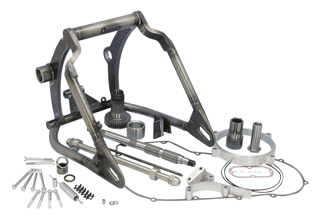 Kit de basculante ancho instalado en chasis Softail Twin Cam