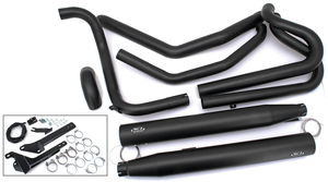 Escape doble ajustable MCJ instalado en motocicleta Softail Milwaukee Eight