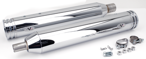 Par de silenciadores V-Performance montados en motocicleta Harley-Davidson Touring