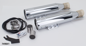 Par de silenciadores ajustables MCJ montados en escape de Harley Softail Milwaukee Eight