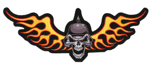 PARCHES BORDADOS LETHAL THREAT - Cráneo de motero 12.75"x4" — B-stock