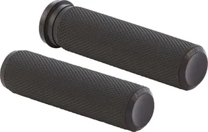 Par de puños Knurled negros con textura en relieve para manillar de motocicleta