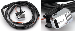 Conmutadores ergonómicos instalados en el manillar de una motocicleta Harley-Davidson