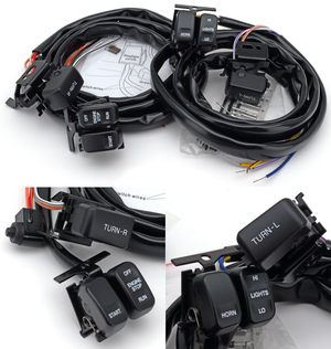 Conmutadores ergonómicos instalados en el manillar de una motocicleta Harley-Davidson
