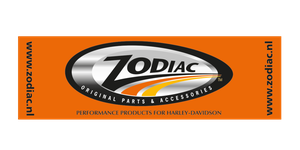 Banderola rectangular de tela poliéster con el logotipo de la marca Zodiac impreso