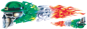 DISEÑOS Y PEGATINAS PARA DEPOSITOS "BIKE TATTOOS" DE LETHAL THREAT - Irish Flame Skull izquierdo 3"x8.5" — B-stock