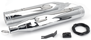 Tubos de escape ajustables MCJ instalados en motocicleta Harley Touring