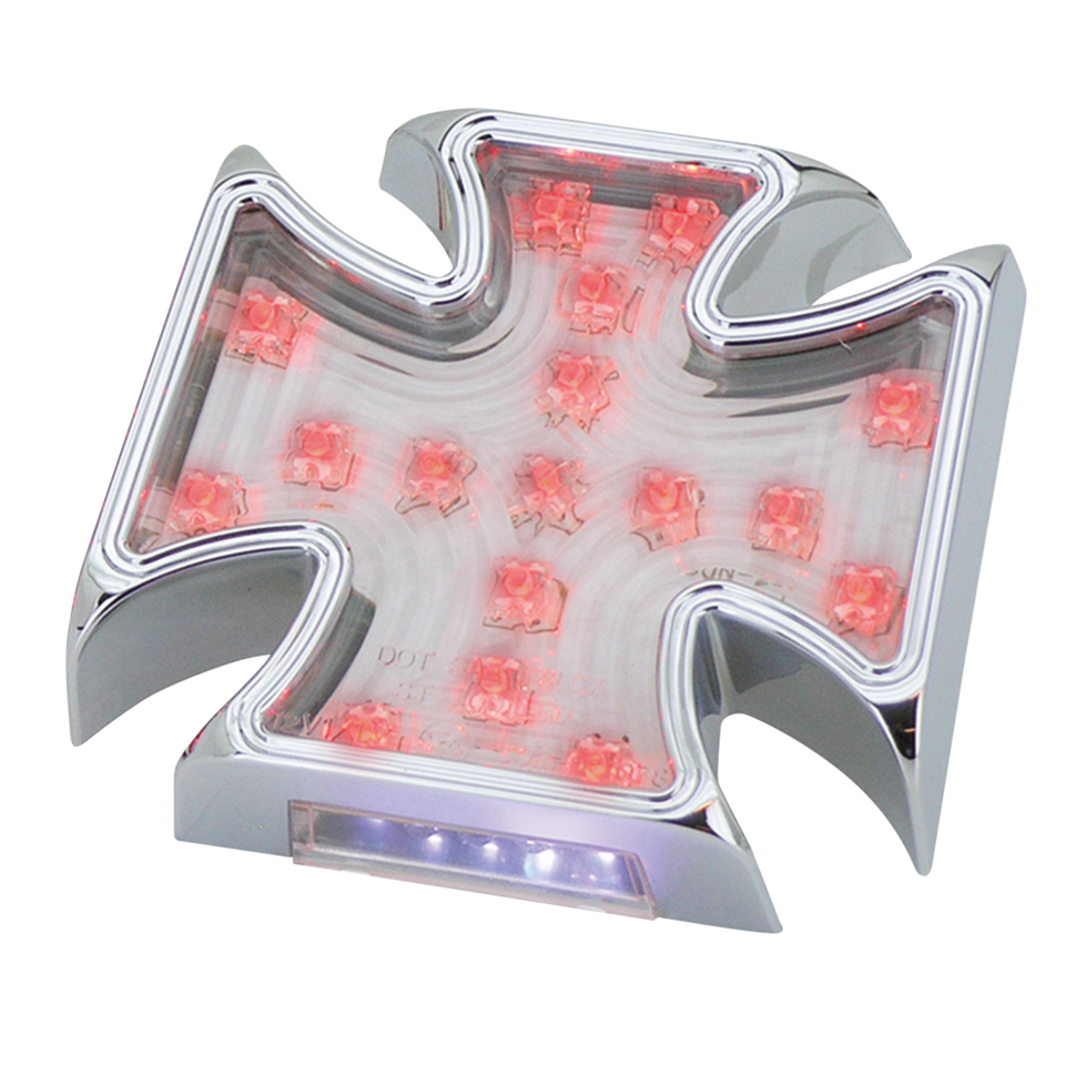 Piloto trasero de aluminio billet cromado con diodos LED estilo maltés