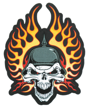 PARCHES BORDADOS LETHAL THREAT - Flame Helmet Skull 9"x12.5" — B-stock