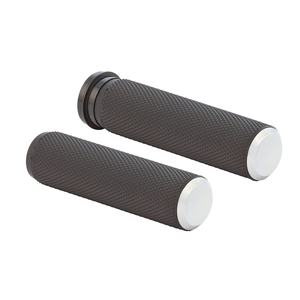 Par de puños de manillar Arlen Ness Knurled Fusion con textura estriada en negro