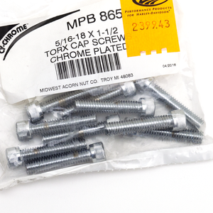 Surtido de tornillos con cabeza Torx y acabado cromado brillante