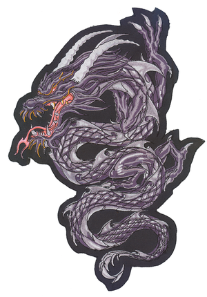 PARCHES BORDADOS LETHAL THREAT - Gray Dragon 12"x8.5" — B-stock